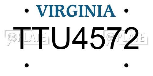 TTU4572 Virginia License Plate