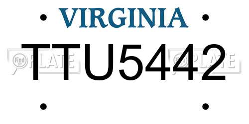 TTU5442 Virginia License Plate