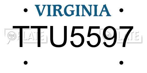 TTU5597 Virginia License Plate