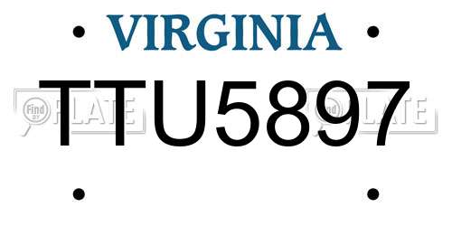 TTU5897 Virginia License Plate