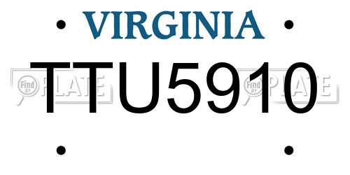 TTU5910 Virginia License Plate