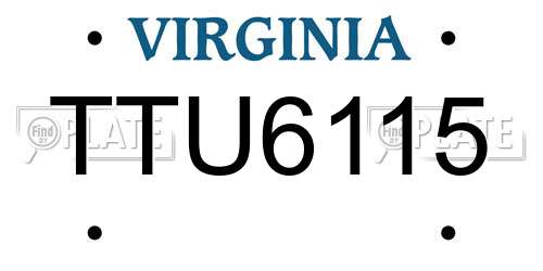 TTU6115 Virginia License Plate