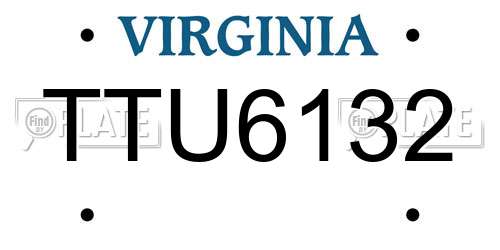 TTU6132 Virginia License Plate