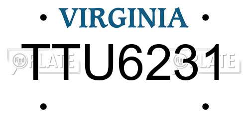 TTU6231 Virginia License Plate
