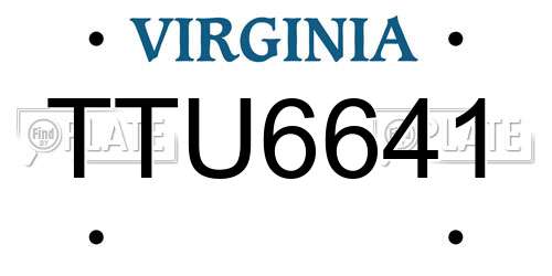 TTU6641 Virginia License Plate