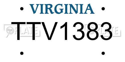 TTV1383 Virginia License Plate