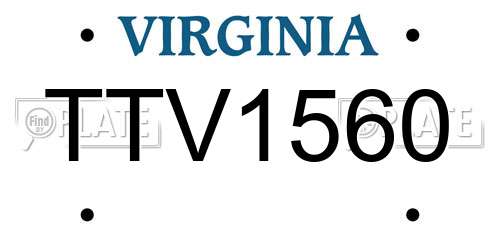 TTV1560 Virginia License Plate