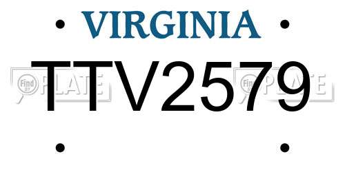 TTV2579 Virginia License Plate