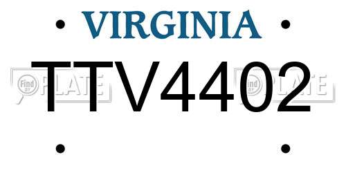 TTV4402 Virginia License Plate