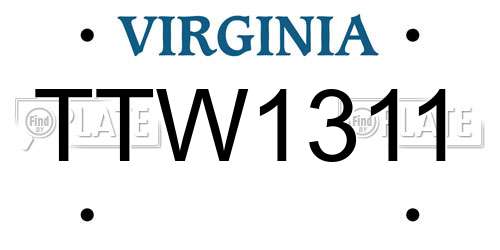 TTW1311 Virginia License Plate