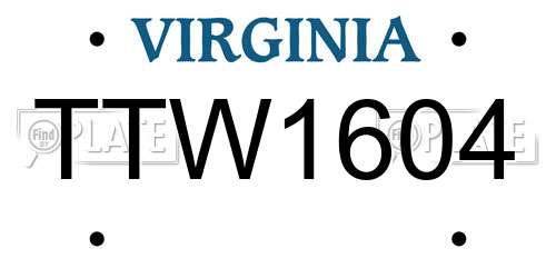 TTW1604 Virginia License Plate