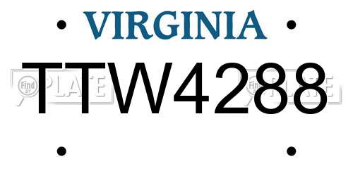 TTW4288 Virginia License Plate