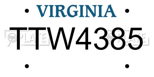 TTW4385 Virginia License Plate