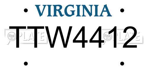 TTW4412 Virginia License Plate