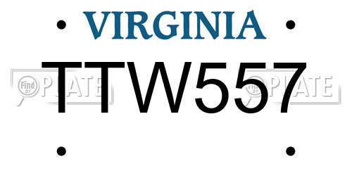 TTW557 Virginia License Plate
