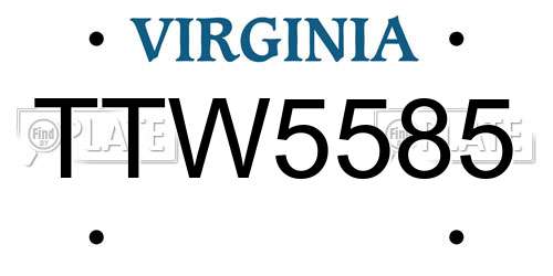 TTW5585 Virginia License Plate