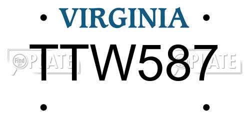 TTW587 Virginia License Plate