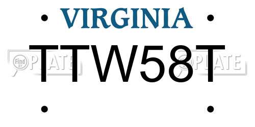 TTW58T Virginia License Plate