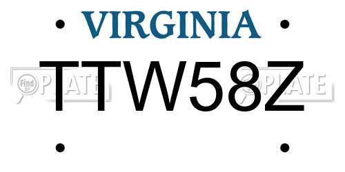 TTW58Z Virginia License Plate