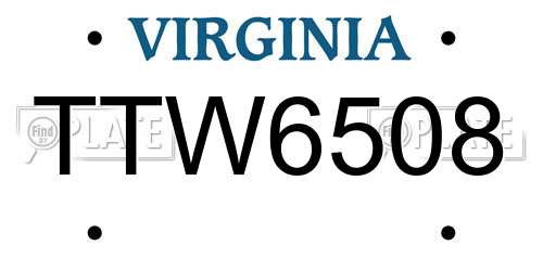 TTW6508 Virginia License Plate