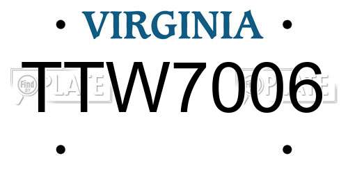 TTW7006 Virginia License Plate