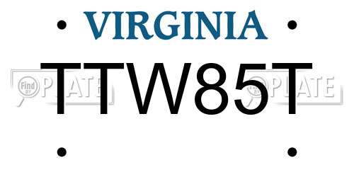 TTW85T Virginia License Plate