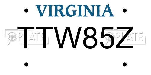 TTW85Z Virginia License Plate
