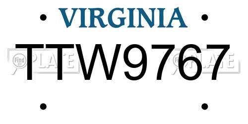 TTW9767 Virginia License Plate