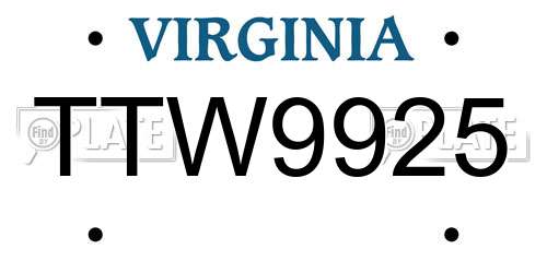 TTW9925 Virginia License Plate
