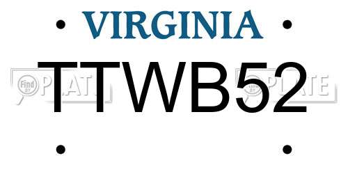 TTWB52 Virginia License Plate