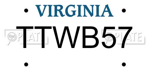 TTWB57 Virginia License Plate