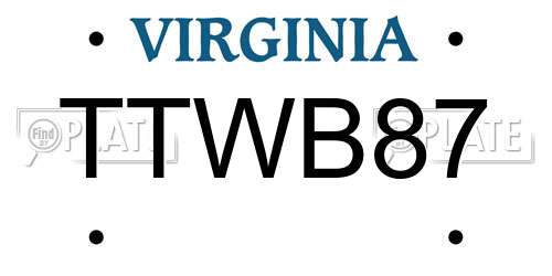 TTWB87 Virginia License Plate