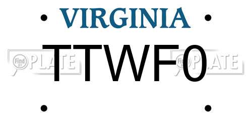 TTWF0 Virginia License Plate