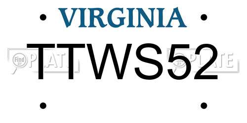 TTWS52 Virginia License Plate