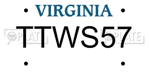TTWS57 Virginia License Plate