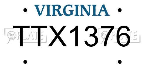 TTX1376 Virginia License Plate