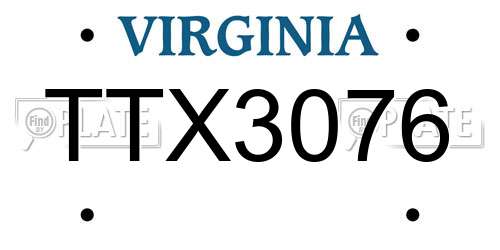 TTX3076 Virginia License Plate