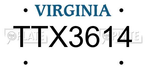 TTX3614 Virginia License Plate