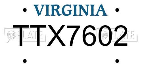 TTX7602 Virginia License Plate