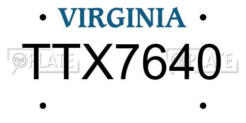 TTX7640 Virginia License Plate