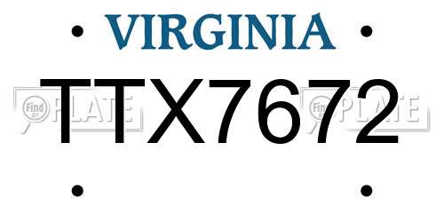 TTX7672 Virginia License Plate