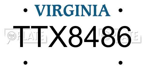 TTX8486 Virginia License Plate