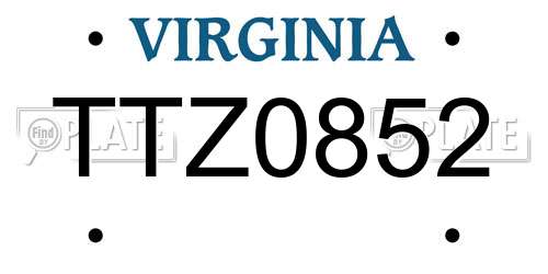 TTZ0852 Virginia License Plate