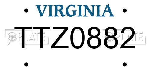 TTZ0882 Virginia License Plate