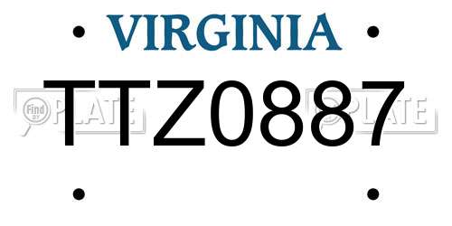 TTZ0887 Virginia License Plate