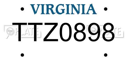 TTZ0898 Virginia License Plate