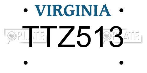 TTZ513 Virginia License Plate
