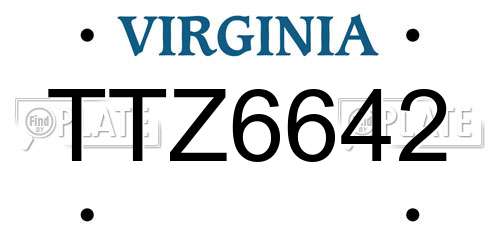 TTZ6642 Virginia License Plate