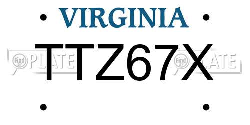 TTZ67X Virginia License Plate