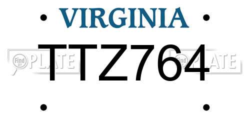 TTZ764 Virginia License Plate